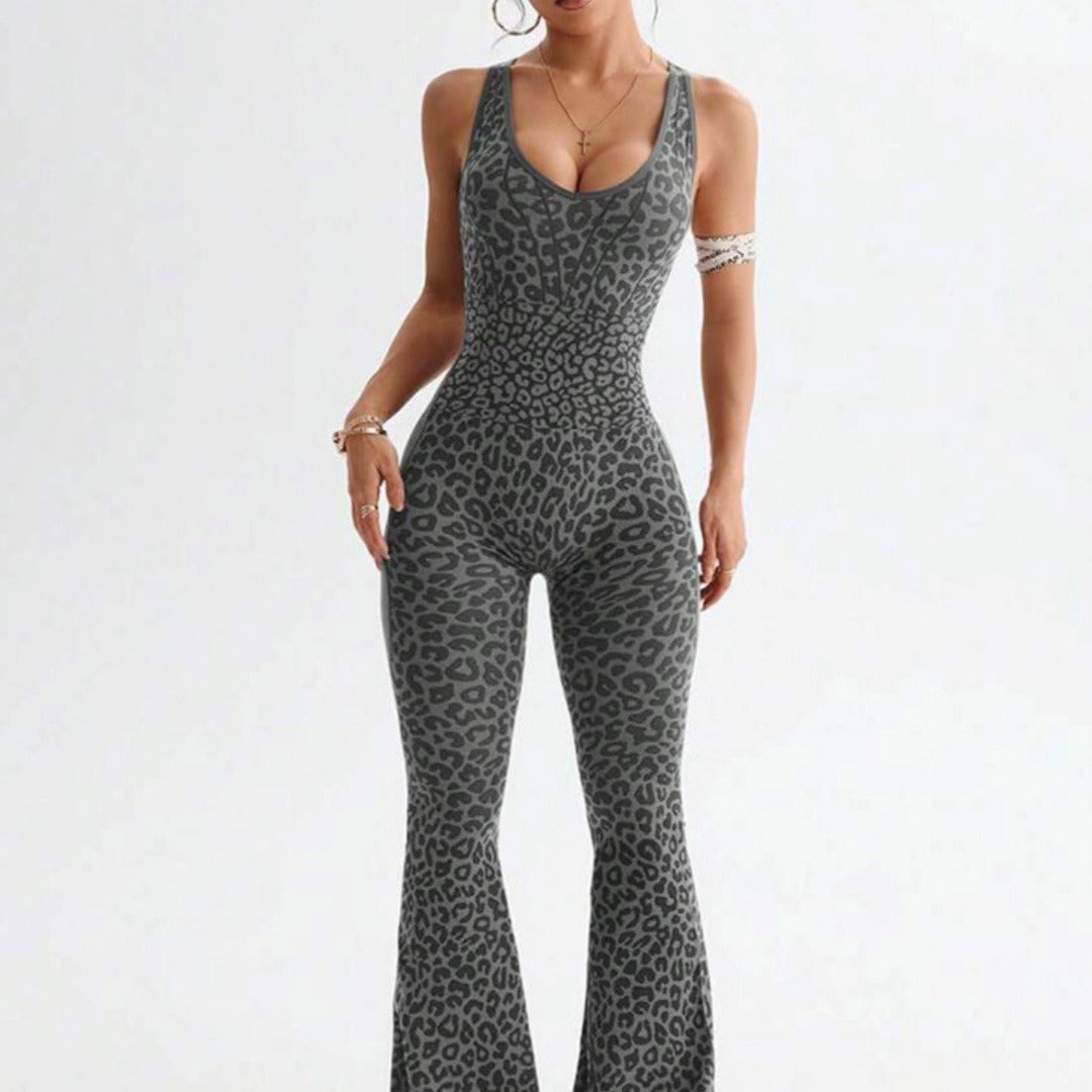 Leopard Print Cross Back Jumpsuit
