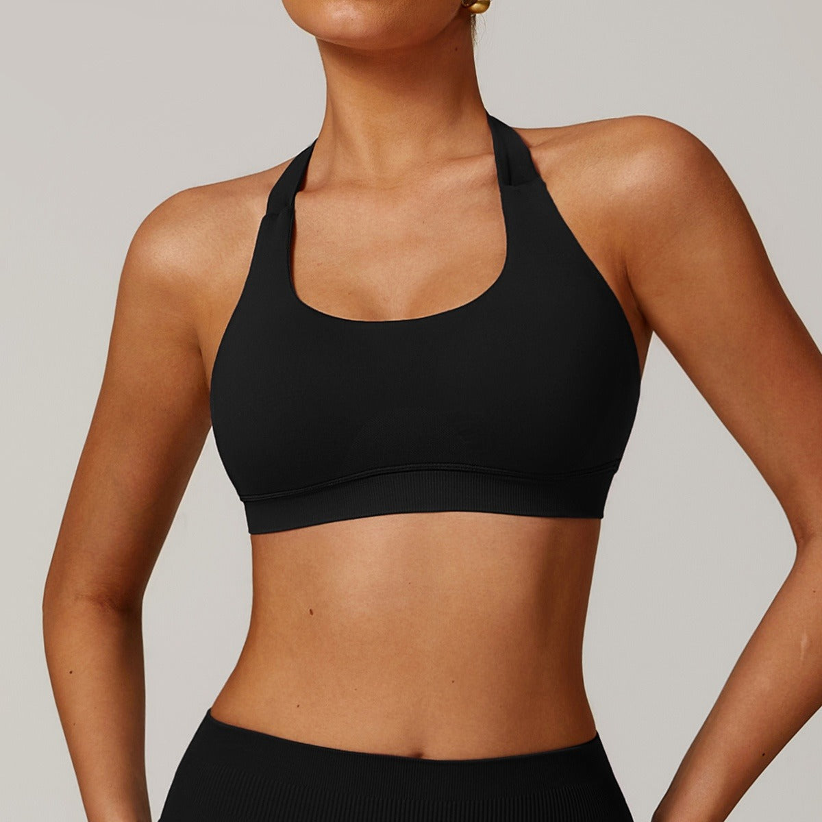 Halter Hollow Yoga Bra - Women's Workout Support